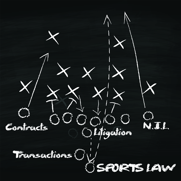 sports law graphic in the form of a football formation